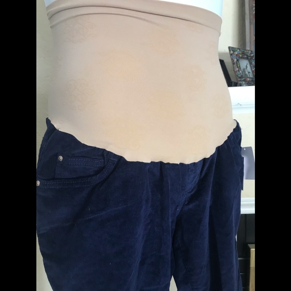 Jessica Simpson Navy Blue Cord Corduroy Maternity Jeans Pants Skinny L new NWT - Picture 3 of 8